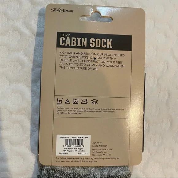 Field & Stream Cabin Socks Cozy Warm Gray Women’s One Size Aloe Infused Gift - Picture 3 of 5